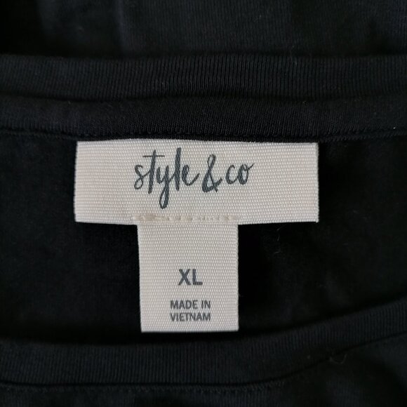 Style & Co. Womens Black Cold Shoulder Sleeve Embroidered A-Line Dress Size XL - Picture 6 of 8